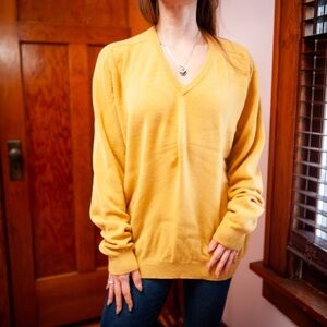Vintage Pringle by 100% Cashmere Sweater Men L 46 Mustard Yellow Heritage Luxury